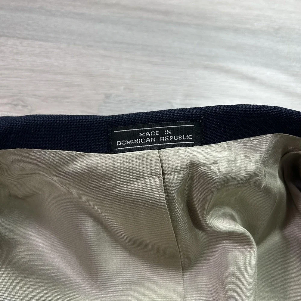 Stanley Blacker Blazer Mens 44 Navy‎ Blue Gold Two Button Sport Coat Jacket